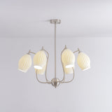 Modern Fluted Ceramic Ribbed Chandelier Multi Light Glass Gasolier Ceiling Fixture