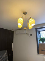 Modern Fluted Ceramic Ribbed Chandelier Multi Light Glass Gasolier Ceiling Fixture