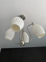 Modern Fluted Ceramic Ribbed Chandelier Multi Light Glass Gasolier Ceiling Fixture