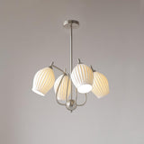 Modern Fluted Ceramic Ribbed Chandelier Multi Light Glass Gasolier Ceiling Fixture