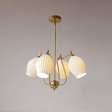 Modern Fluted Ceramic Ribbed Chandelier Multi Light Glass Gasolier Ceiling Fixture