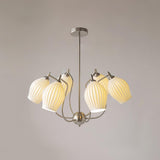 Modern Fluted Ceramic Ribbed Chandelier Multi Light Glass Gasolier Ceiling Fixture