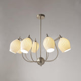 Modern Fluted Ceramic Ribbed Chandelier Multi Light Glass Gasolier Ceiling Fixture