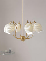 Modern Fluted Ceramic Ribbed Chandelier Multi Light Glass Gasolier Ceiling Fixture