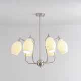 Modern Fluted Ceramic Ribbed Chandelier Multi Light Glass Gasolier Ceiling Fixture