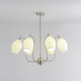 Modern Fluted Ceramic Ribbed Chandelier Multi Light Glass Gasolier Ceiling Fixture