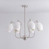 Modern Fluted Ceramic Ribbed Chandelier Multi Light Glass Gasolier Ceiling Fixture
