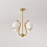 Modern Fluted Ceramic Ribbed Chandelier Multi Light Glass Gasolier Ceiling Fixture