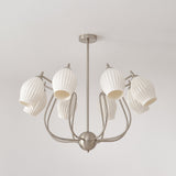 Modern Fluted Ceramic Ribbed Chandelier Multi Light Glass Gasolier Ceiling Fixture