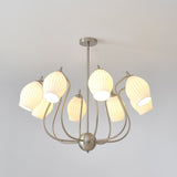 Modern Fluted Ceramic Ribbed Chandelier Multi Light Glass Gasolier Ceiling Fixture