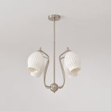 Modern Fluted Ceramic Ribbed Chandelier Multi Light Glass Gasolier Ceiling Fixture