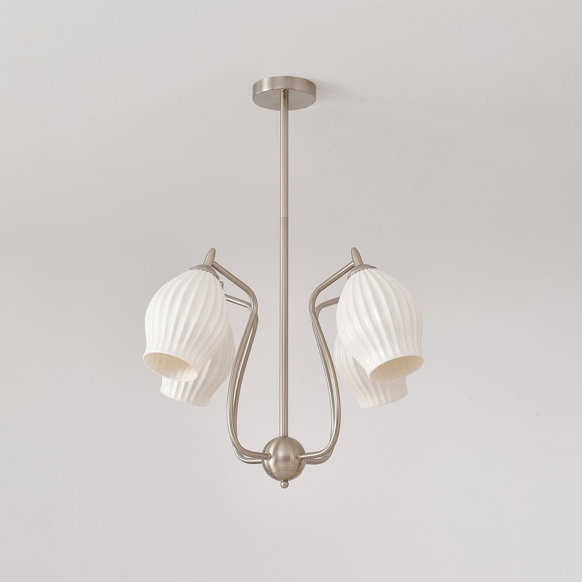 Modern Fluted Ceramic Ribbed Chandelier Multi Light Glass Gasolier Ceiling Fixture