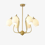 Modern Fluted Ceramic Ribbed Chandelier Multi Light Glass Gasolier Ceiling Fixture