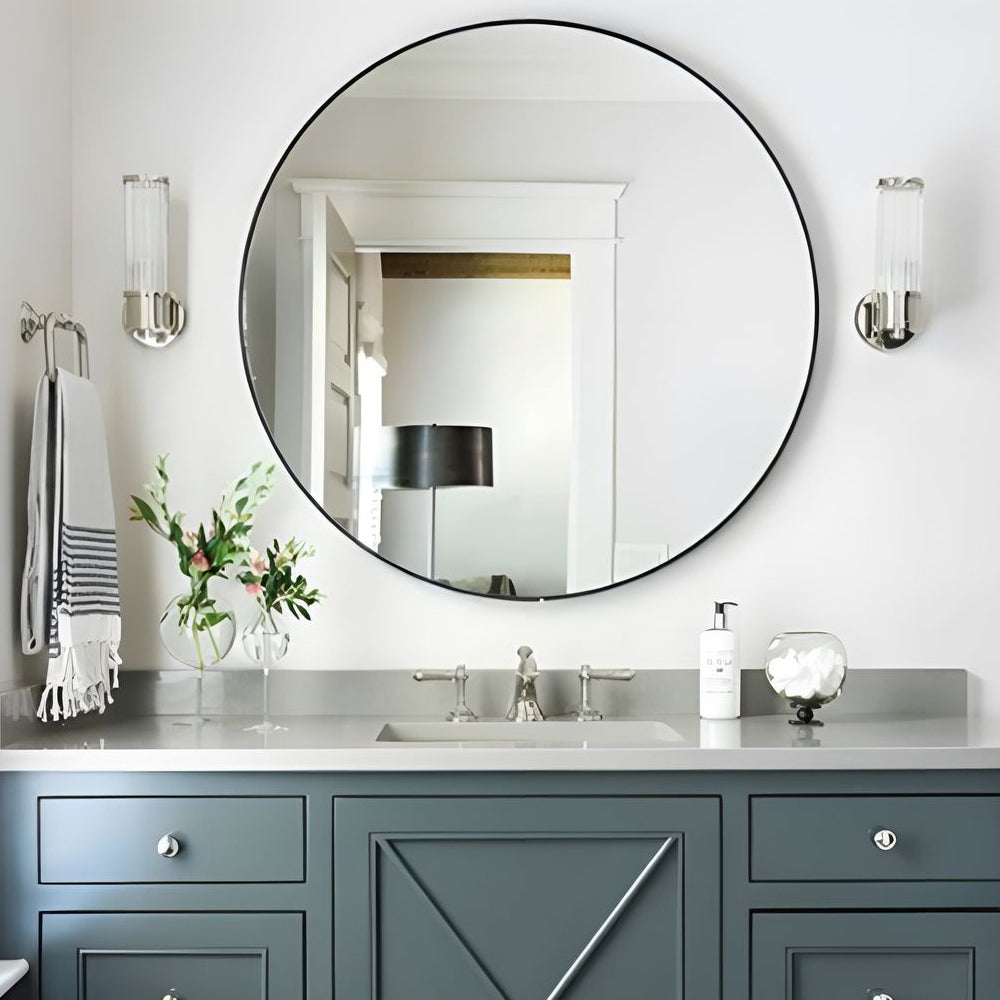 Modern Fluted Glass Wall Sconce in Gold or Chrome Finish Cylinder LED Indoor Vanity Lighting
