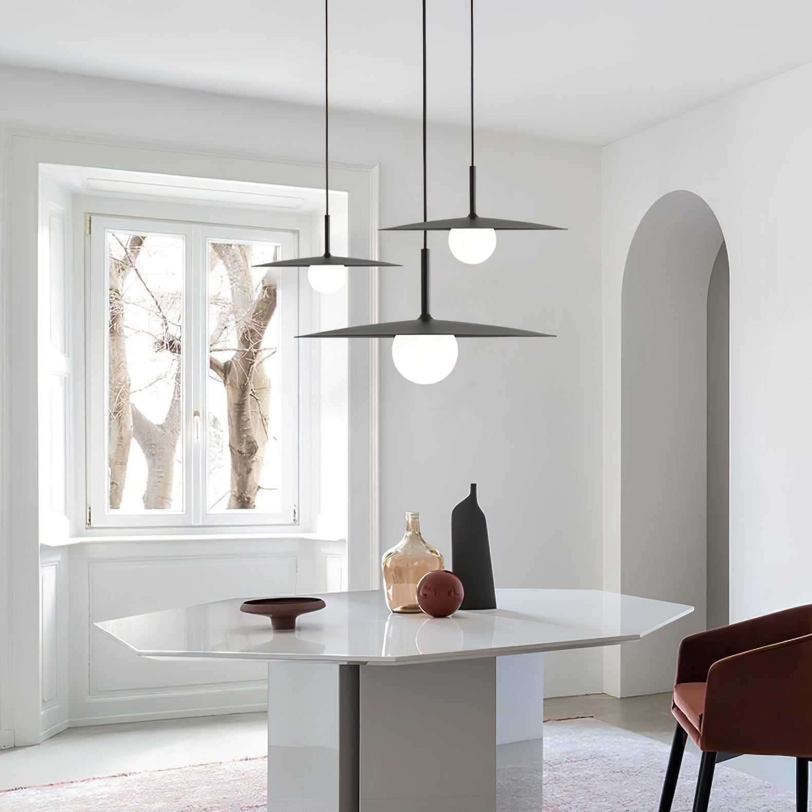 Modern Flying Saucer Glass Pendant Light LED Ceiling Hanging Fixture for Dining Room