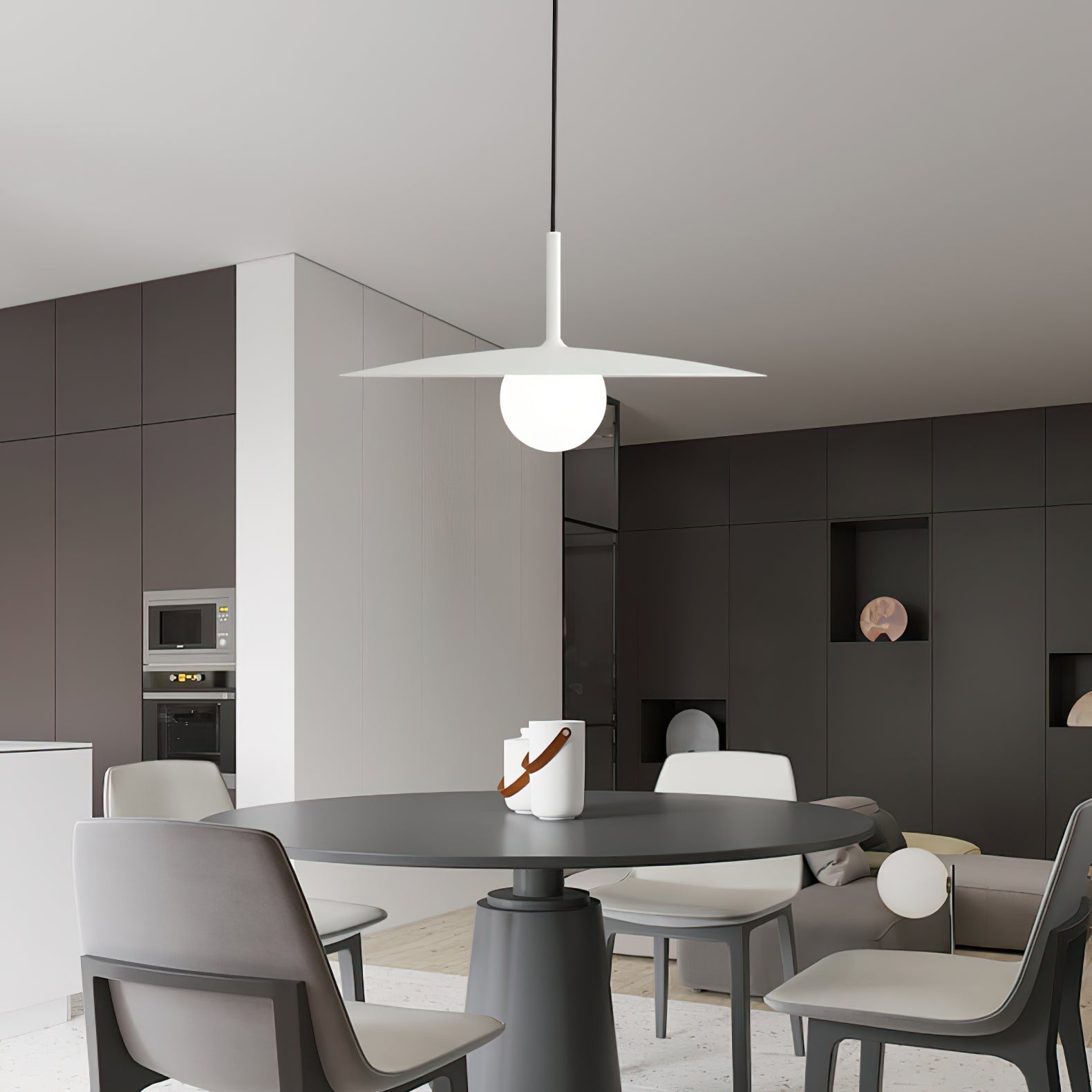 Modern Flying Saucer Glass Pendant Light LED Ceiling Hanging Fixture for Dining Room
