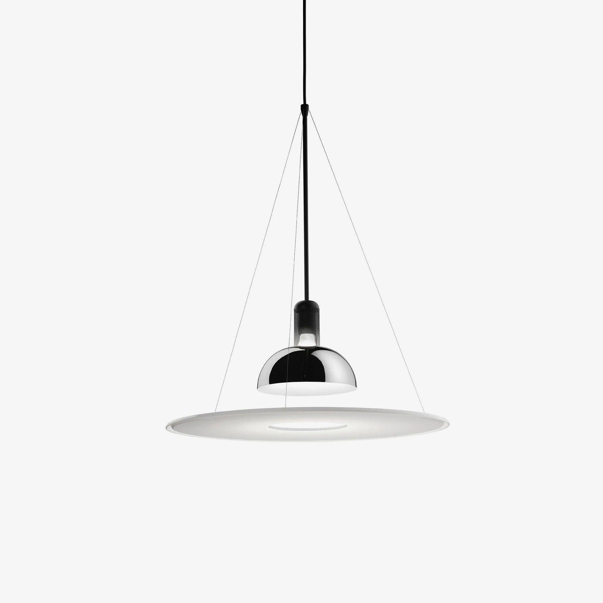 Modern Flying Saucer Pendant Light with PMMA Diffuser and Chrome Reflector