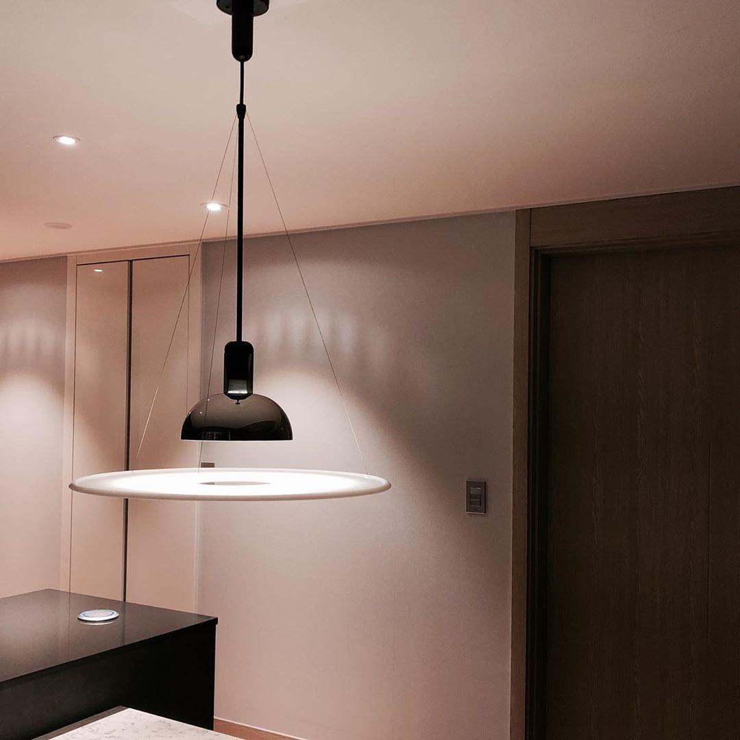 Modern Flying Saucer Pendant Light with PMMA Diffuser and Chrome Reflector