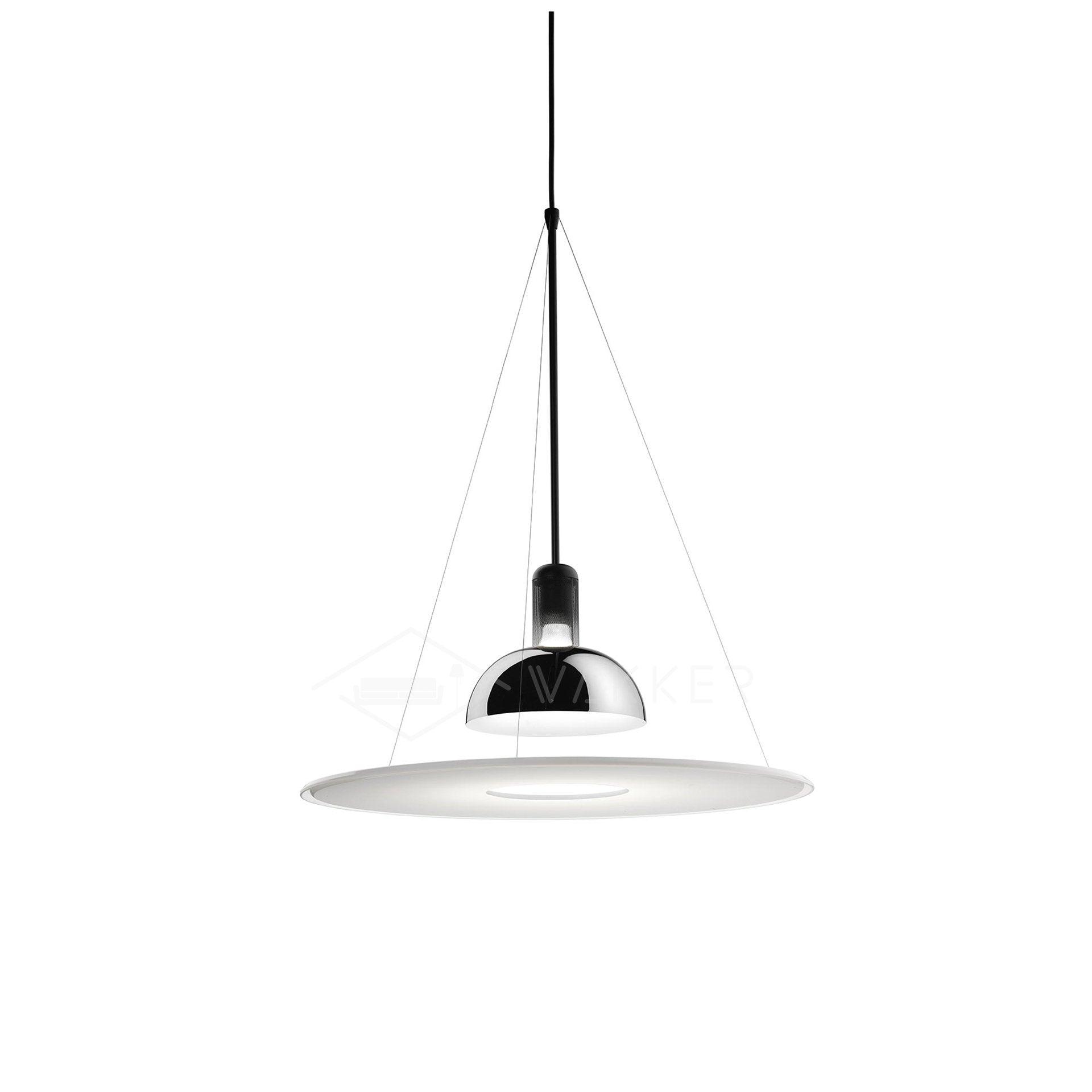 Modern Flying Saucer Pendant Light with PMMA Diffuser and Chrome Reflector