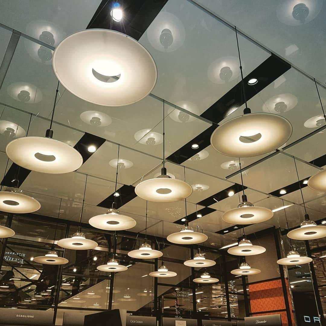 Modern Flying Saucer Pendant Light with PMMA Diffuser and Chrome Reflector