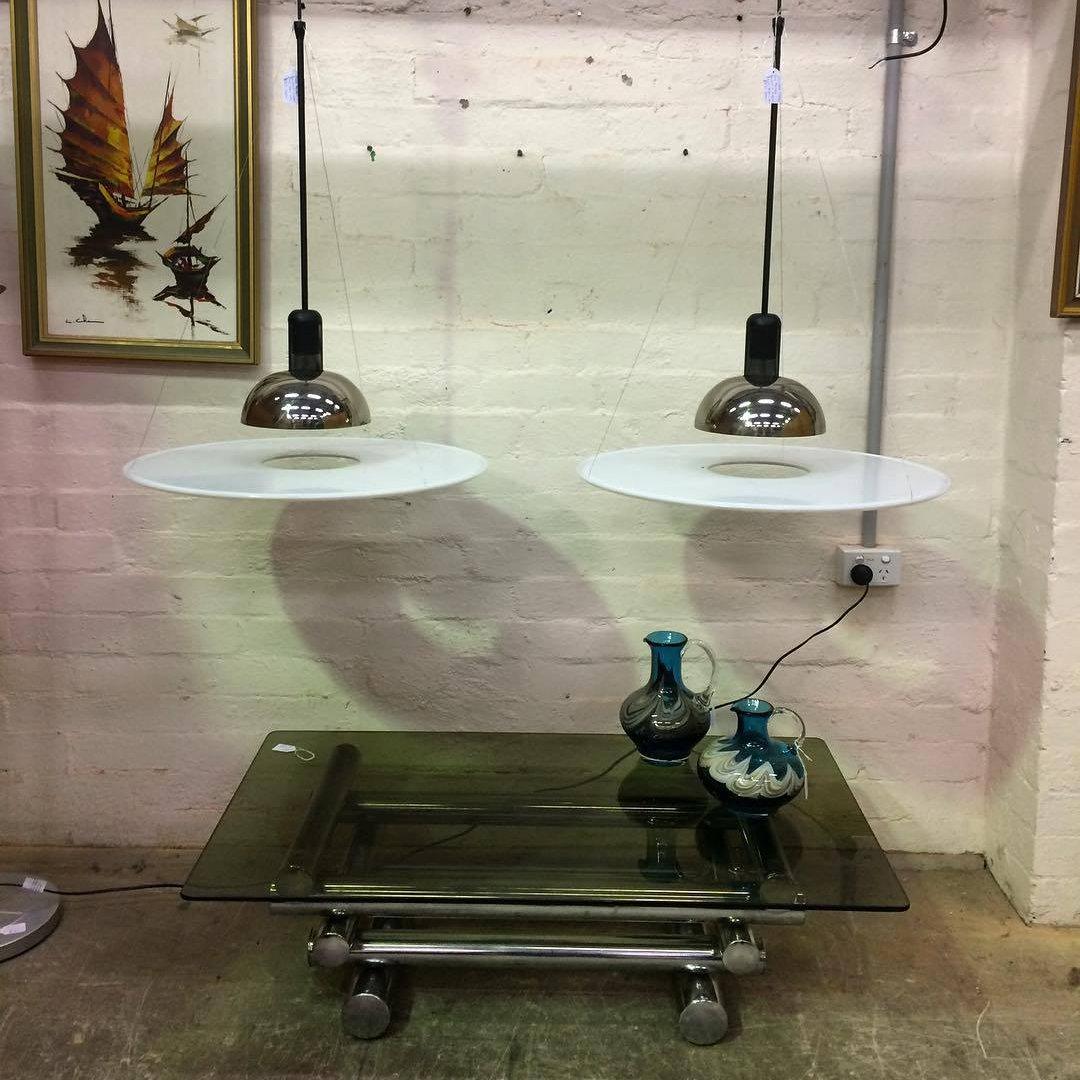 Modern Flying Saucer Pendant Light with PMMA Diffuser and Chrome Reflector