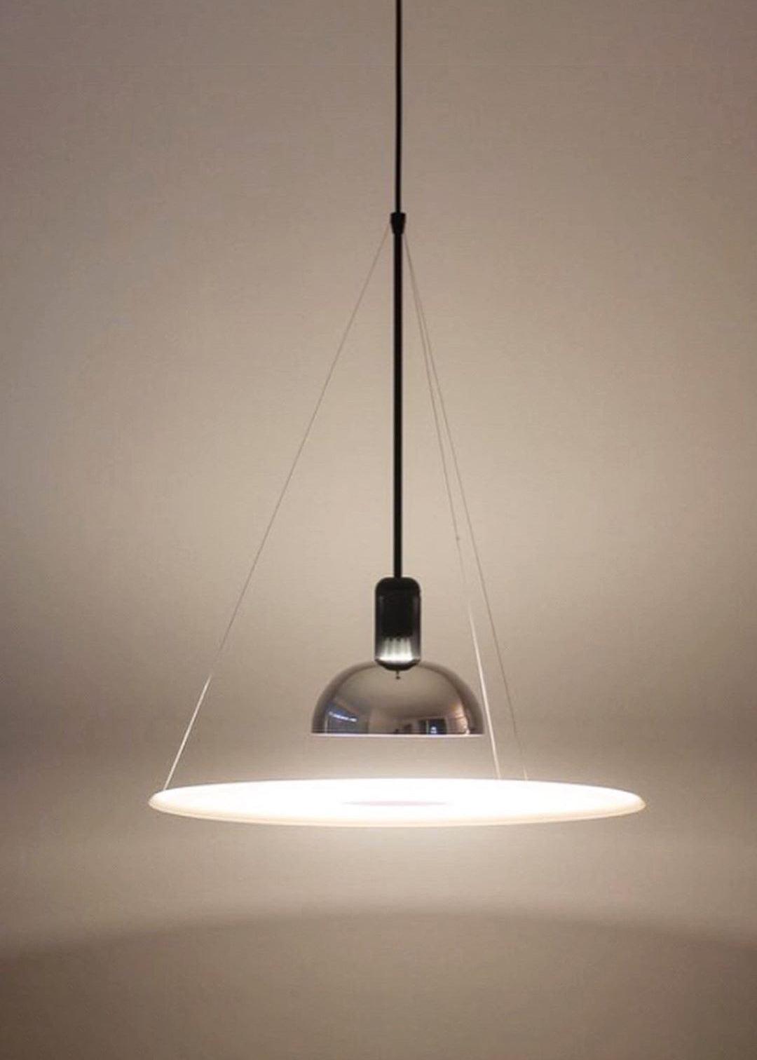 Modern Flying Saucer Pendant Light with PMMA Diffuser and Chrome Reflector