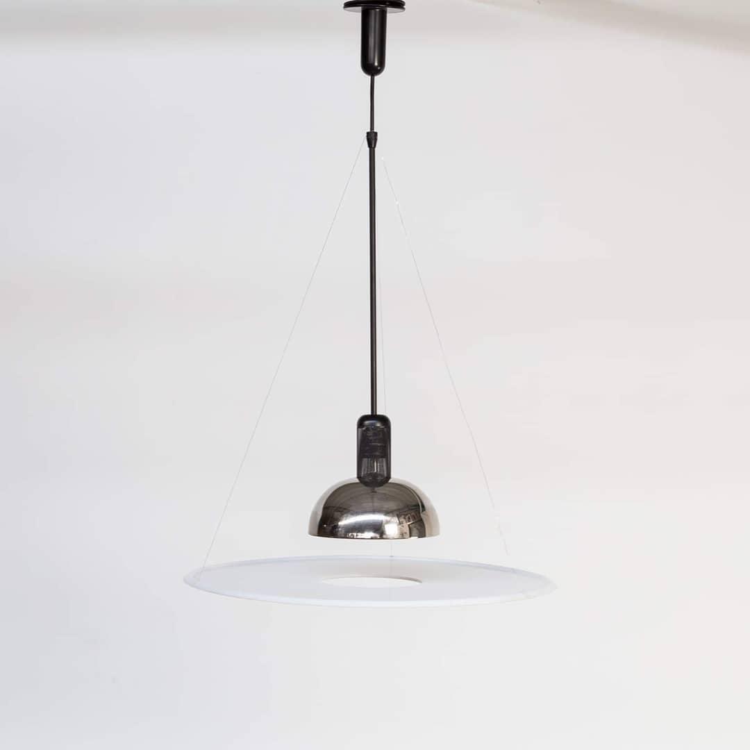 Modern Flying Saucer Pendant Light with PMMA Diffuser and Chrome Reflector
