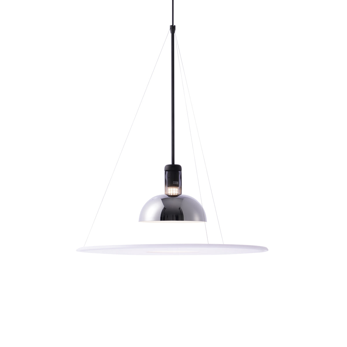 Modern Flying Saucer Pendant Light with PMMA Diffuser and Chrome Reflector