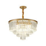 Modern Four Layer Round Crystal Chandelier Luxury 3 Color Dimming Pendant Lighting