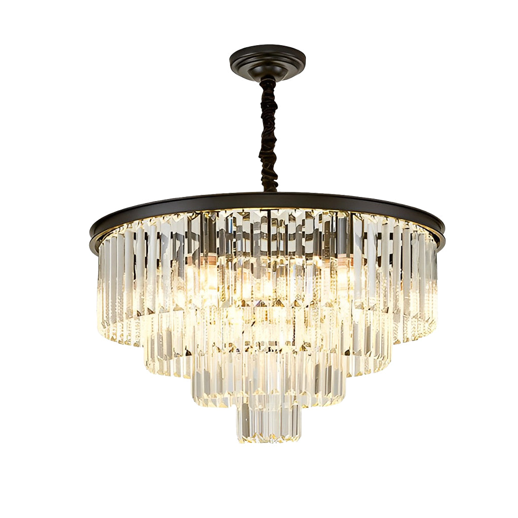 Modern Four Layer Round Crystal Chandelier Luxury 3 Color Dimming Pendant Lighting