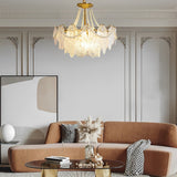 Modern French Glass Chandelier with Luxury Pearl Accents and Dimmable LED Lighting