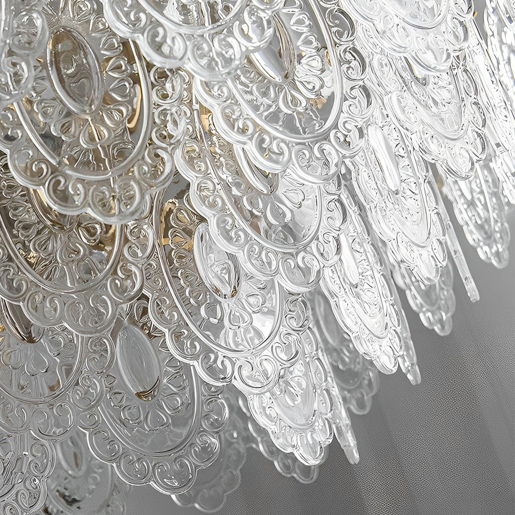 Modern French Glass Chandelier with Luxury Pearl Accents and Dimmable LED Lighting