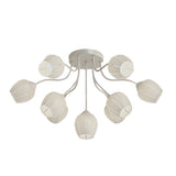 Modern French Style Floral Ceiling Light with 10 Heads and Three Step Dimming Flower Glass Shades