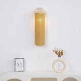 Modern Fringed Metal Wall Sconce Pair Gold and Chrome Indoor Lighting for Living Room