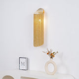 Modern Fringed Metal Wall Sconce Pair Gold and Chrome Indoor Lighting for Living Room