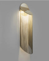 Modern Fringed Metal Wall Sconce Pair Gold and Chrome Indoor Lighting for Living Room