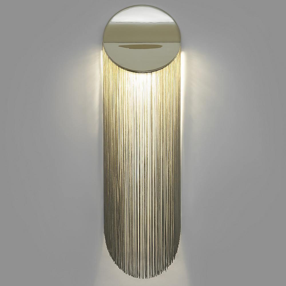 Modern Fringed Metal Wall Sconce Pair Gold and Chrome Indoor Lighting for Living Room