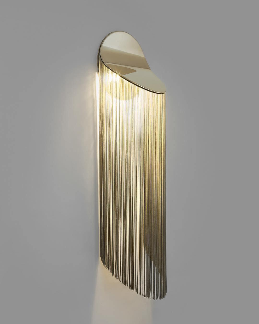 Modern Fringed Metal Wall Sconce Pair Gold and Chrome Indoor Lighting for Living Room