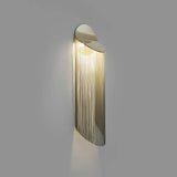 Modern Fringed Metal Wall Sconce Pair Gold and Chrome Indoor Lighting for Living Room