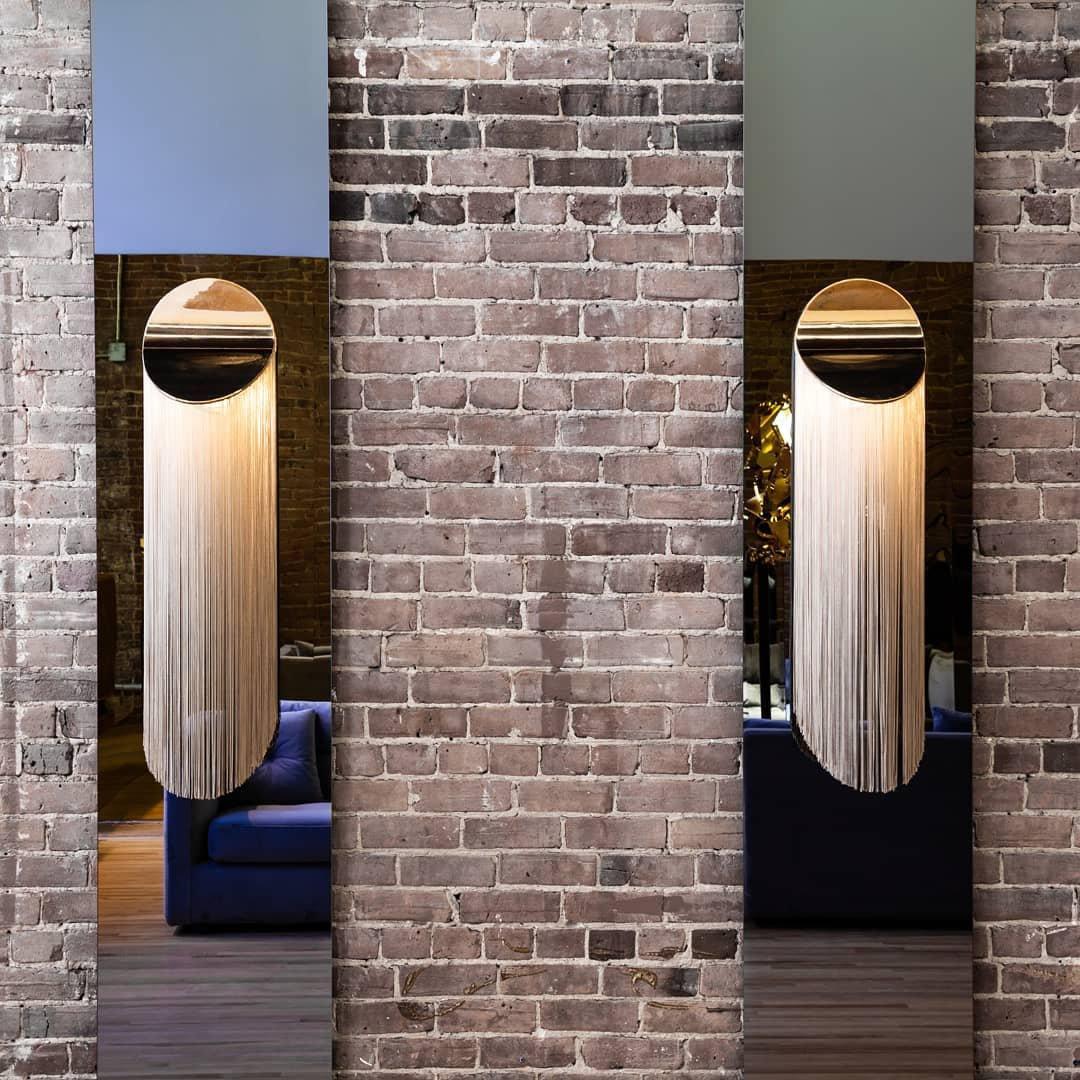 Modern Fringed Metal Wall Sconce Pair Gold and Chrome Indoor Lighting for Living Room