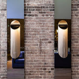 Modern Fringed Metal Wall Sconce Pair Gold and Chrome Indoor Lighting for Living Room