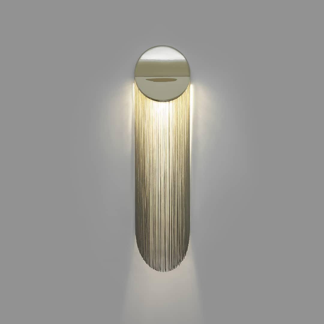 Modern Fringed Metal Wall Sconce Pair Gold and Chrome Indoor Lighting for Living Room