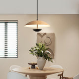 Modern Frisbee LED Pendant Light Wood Grain Hanging Lamp for Kitchen Island and Dining Room