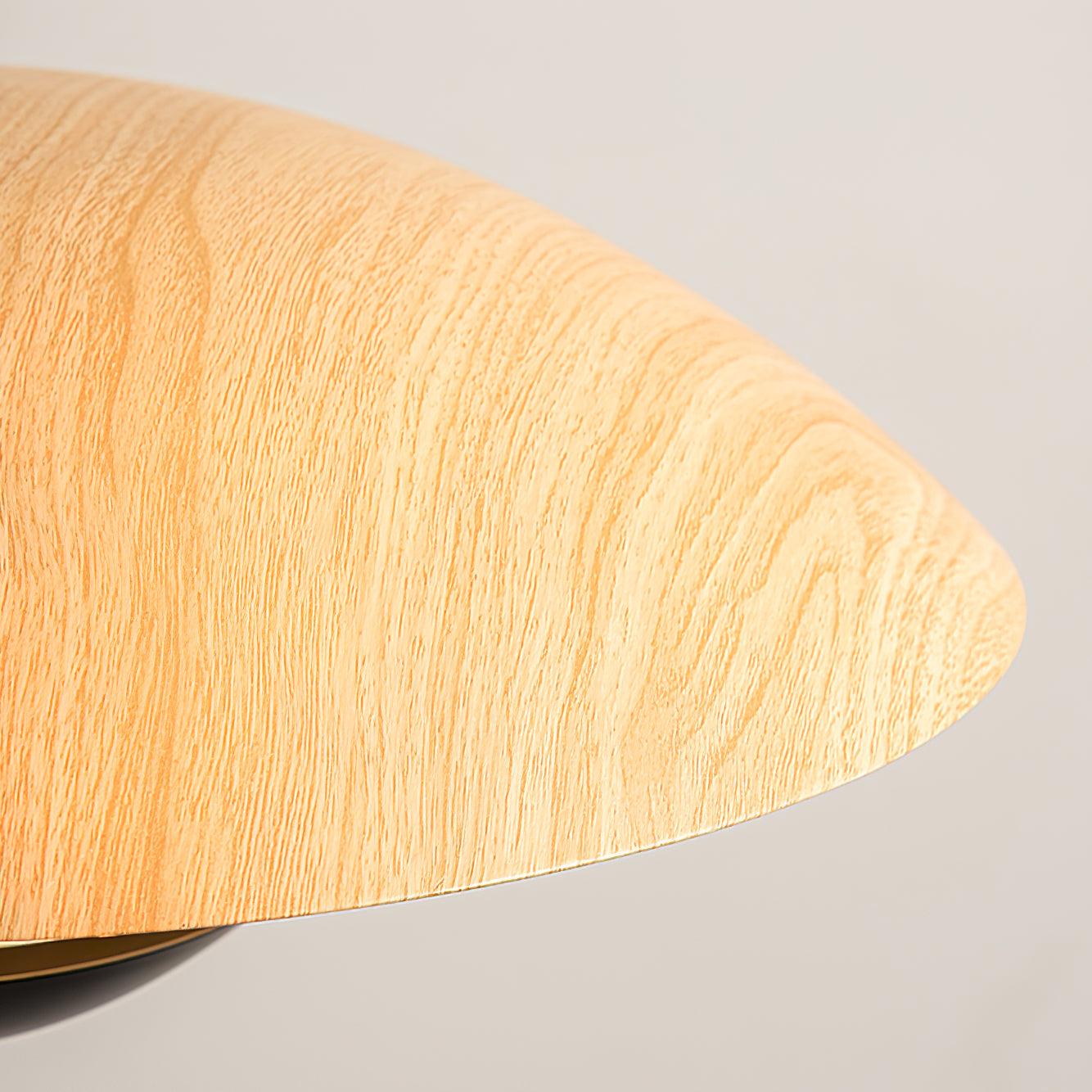 Modern Frisbee LED Pendant Light Wood Grain Hanging Lamp for Kitchen Island and Dining Room