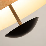 Modern Frisbee LED Pendant Light Wood Grain Hanging Lamp for Kitchen Island and Dining Room