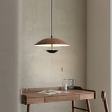 Modern Frisbee LED Pendant Light Wood Grain Hanging Lamp for Kitchen Island and Dining Room