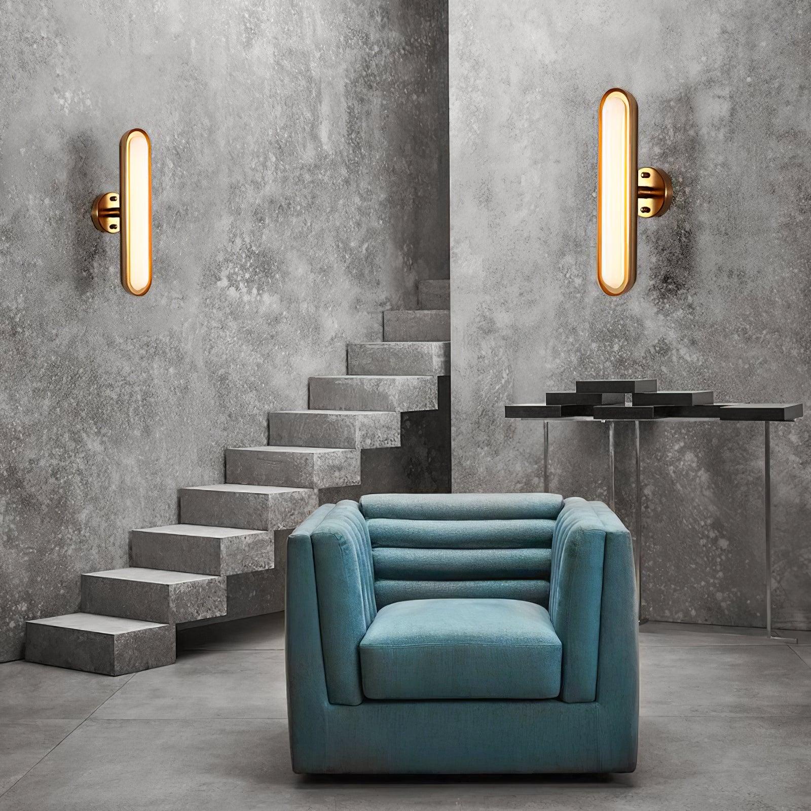 Modern Frosted Glass Capsule LED Wall Sconce and Ceiling Light Set of 2 in Metal Finish