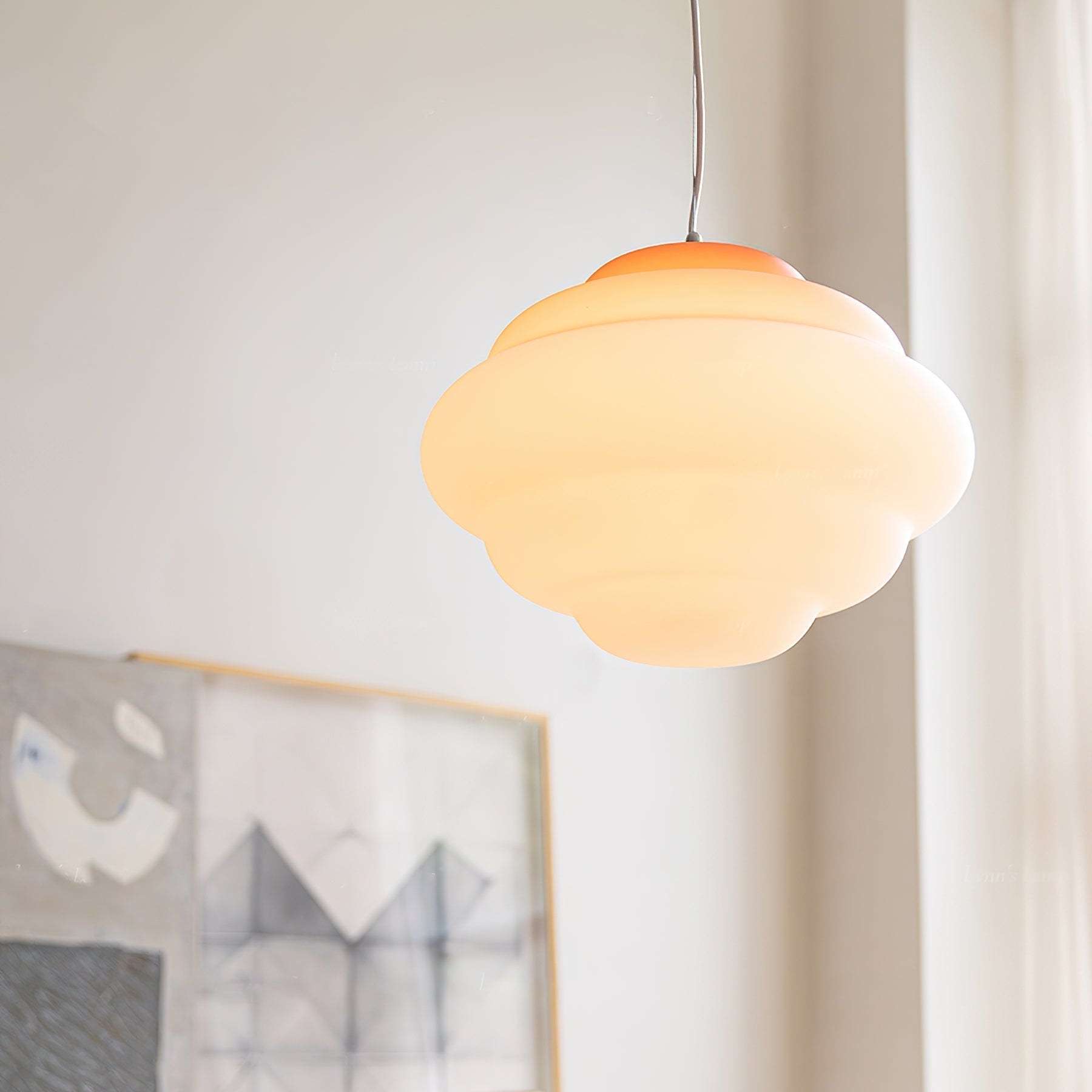 Modern Frosted Glass Cloud Pendant Lamp with Gradient Red Blue Yellow Accent