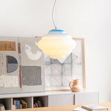 Modern Frosted Glass Cloud Pendant Lamp with Gradient Red Blue Yellow Accent