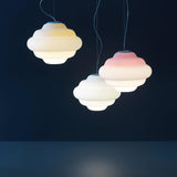 Modern Frosted Glass Cloud Pendant Lamp with Gradient Red Blue Yellow Accent